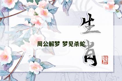 周公解梦 梦见杀蛇