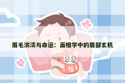眉毛浓淡与命运：面相学中的眉部玄机